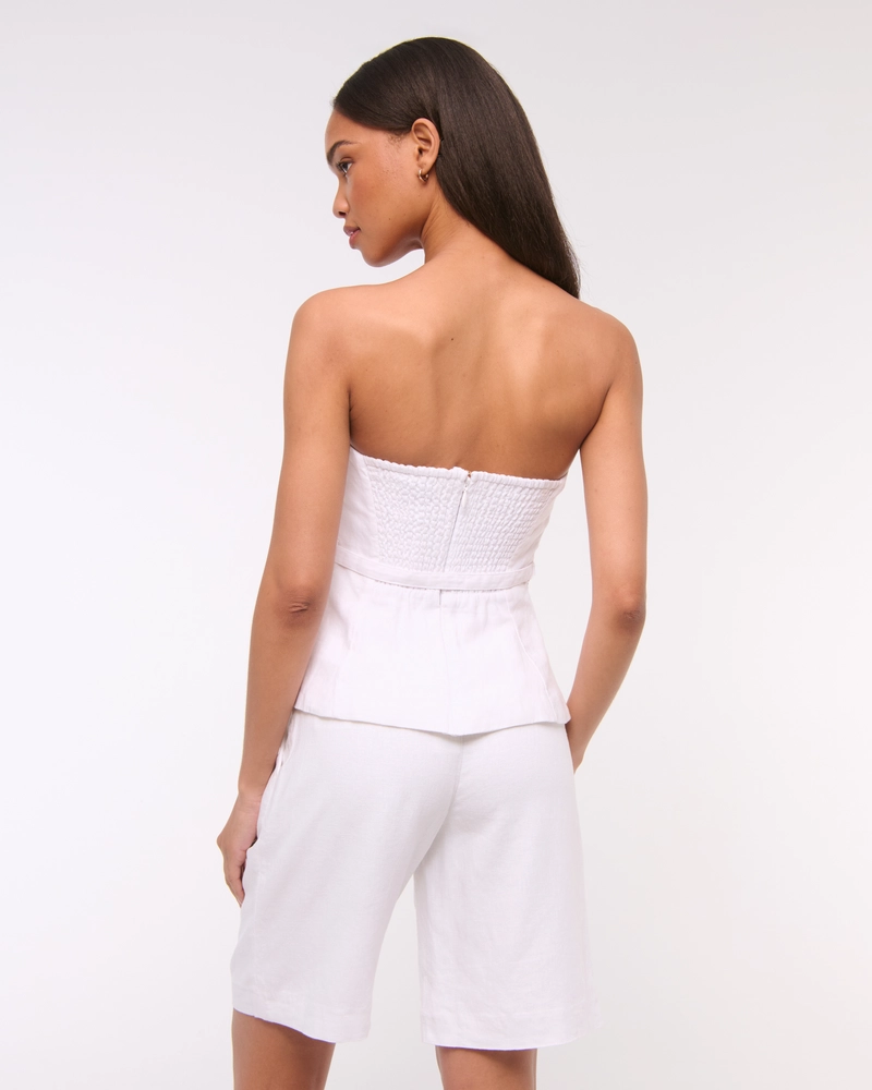Premium Linen Strapless Tailored Top