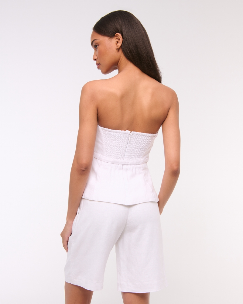 Premium Linen Strapless Tailored Top