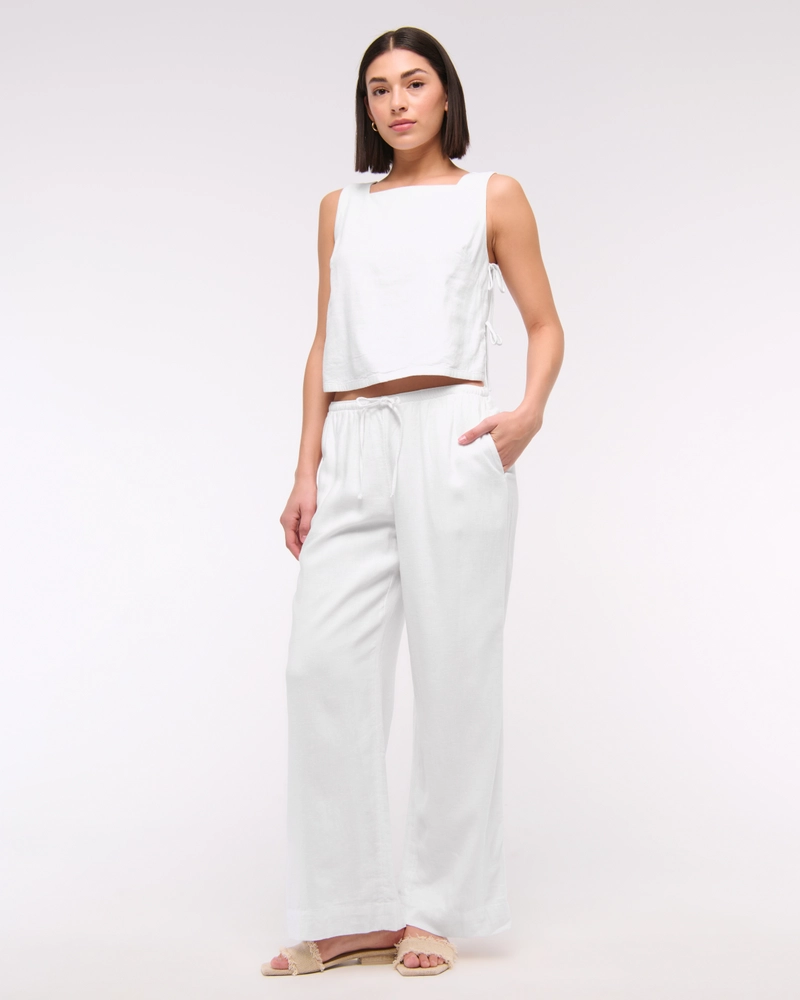Apron Linen-Blend Set Top