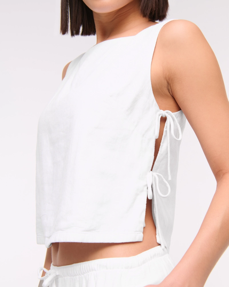 Apron Linen-Blend Set Top