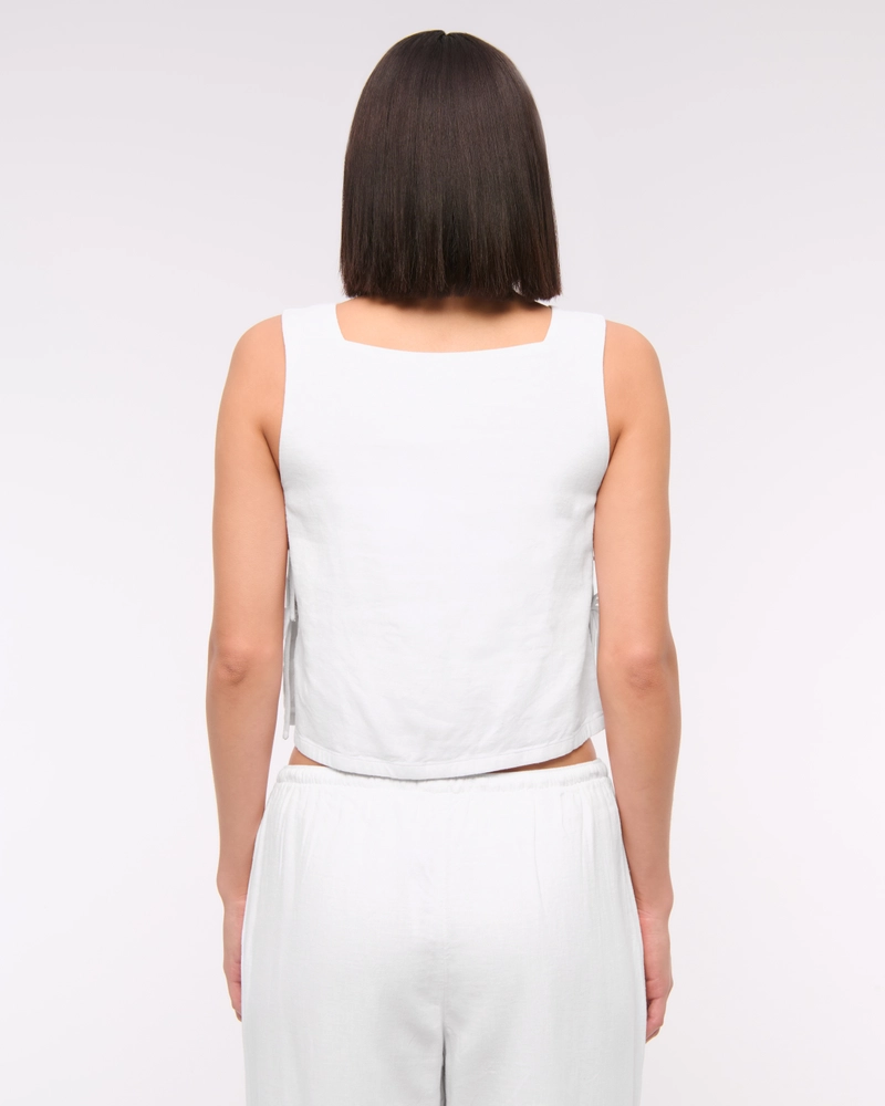 Apron Linen-Blend Set Top
