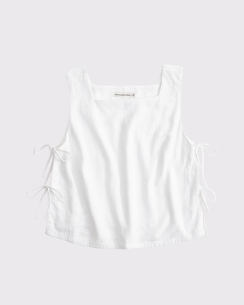Women's Apron Linen-Blend Set Top | Women's Clearance