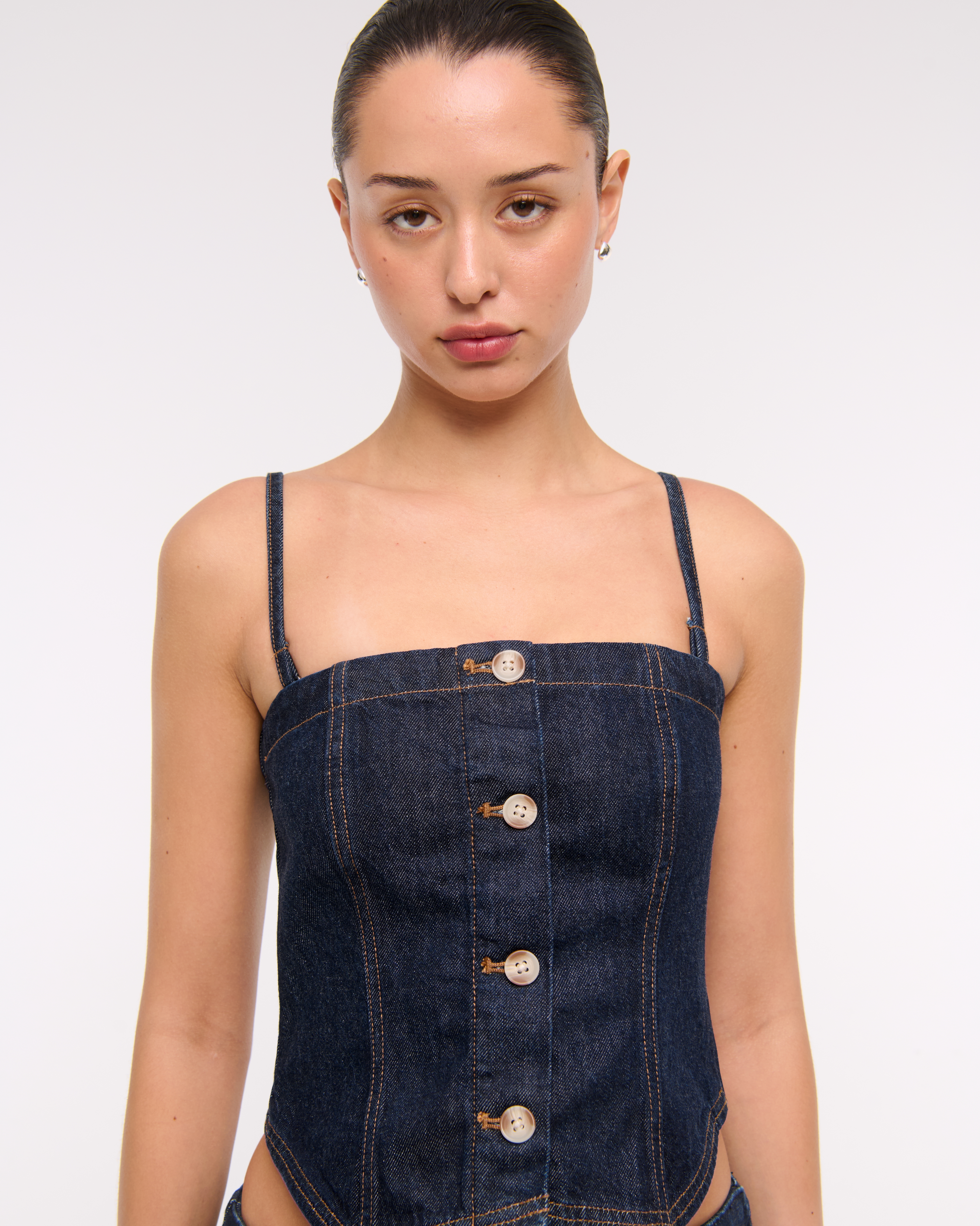 Abercrombie & Fitch Strapless Denim Tube Top In Blue