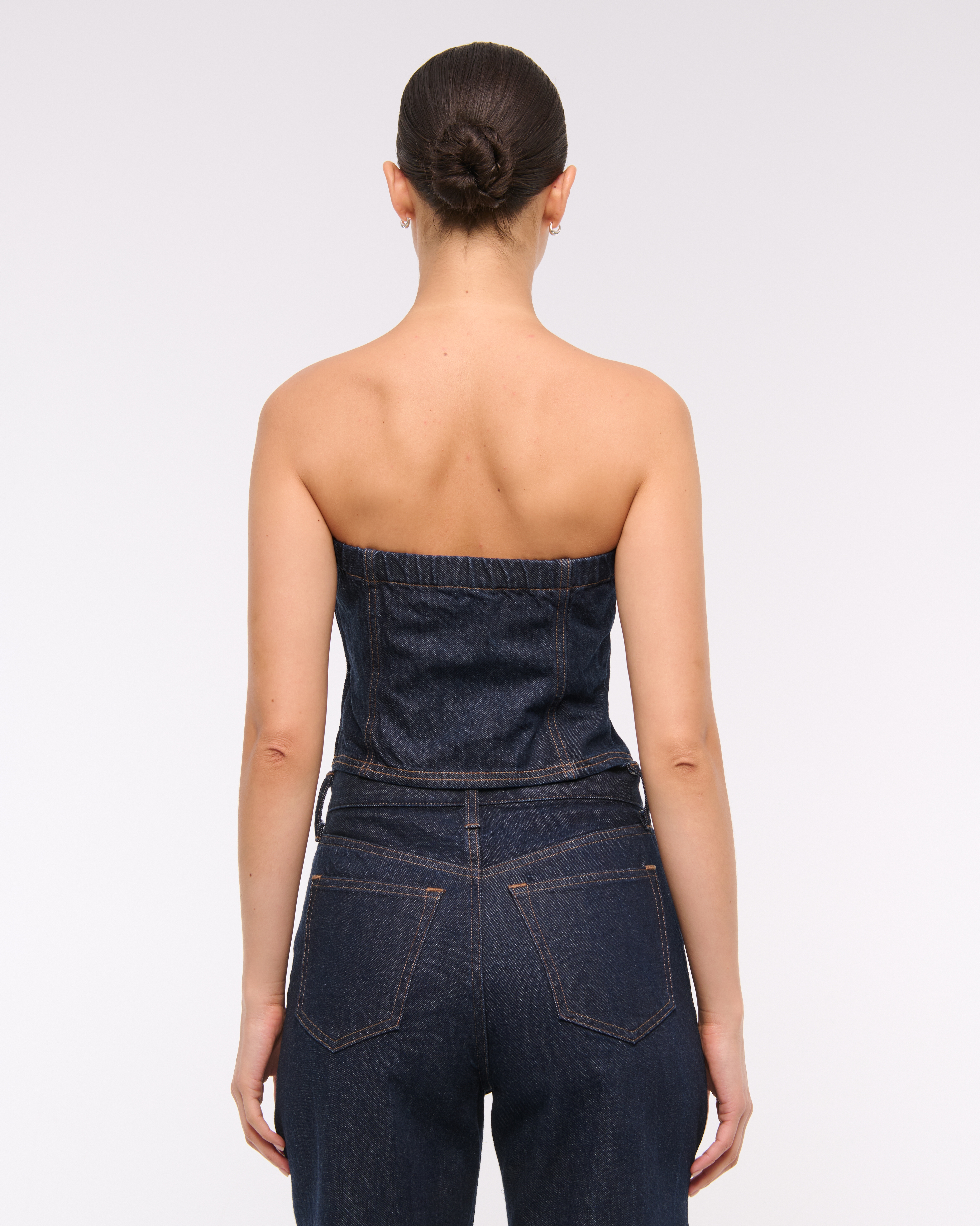 Abercrombie & Fitch Strapless Denim Tube Top In Blue