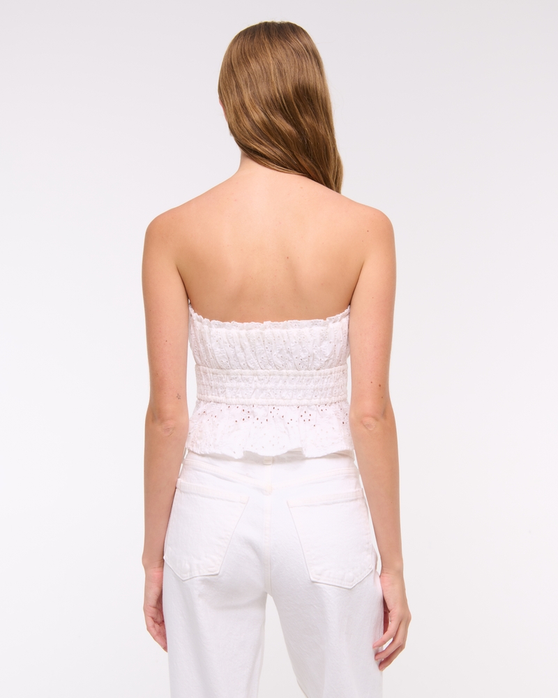 Strapless Eyelet Tie-Front Top