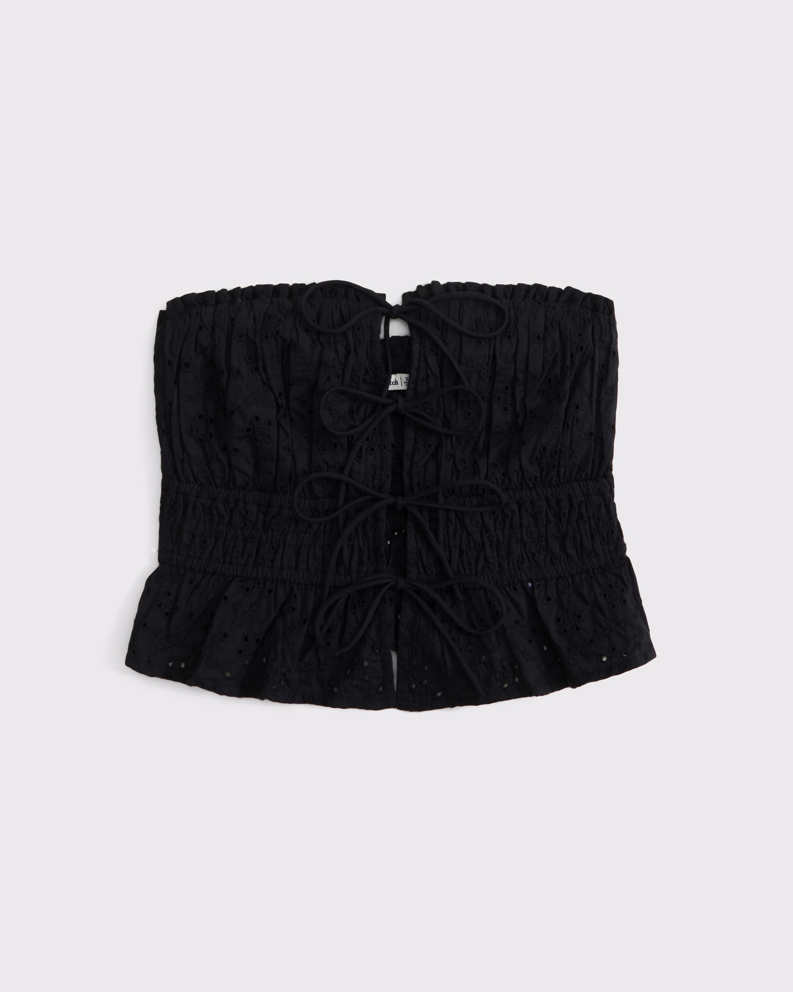 Strapless Eyelet Tie-Front Top
