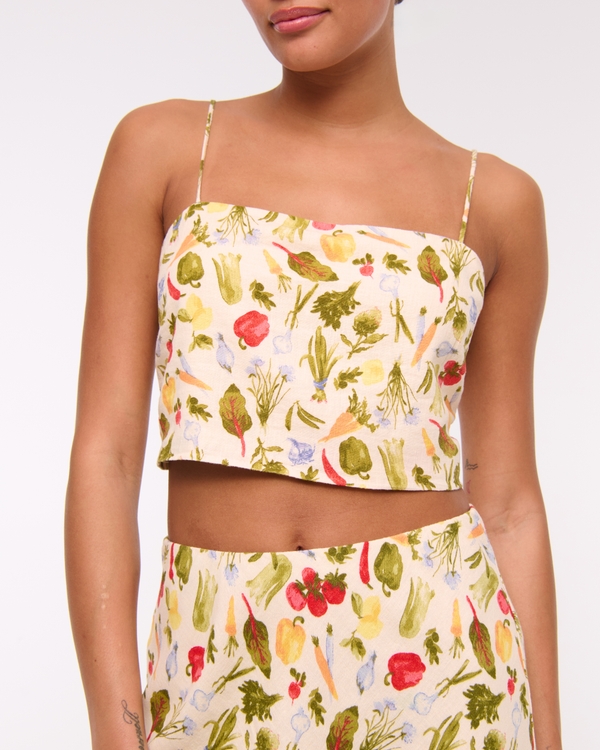 Cropped Linen-Blend Cami