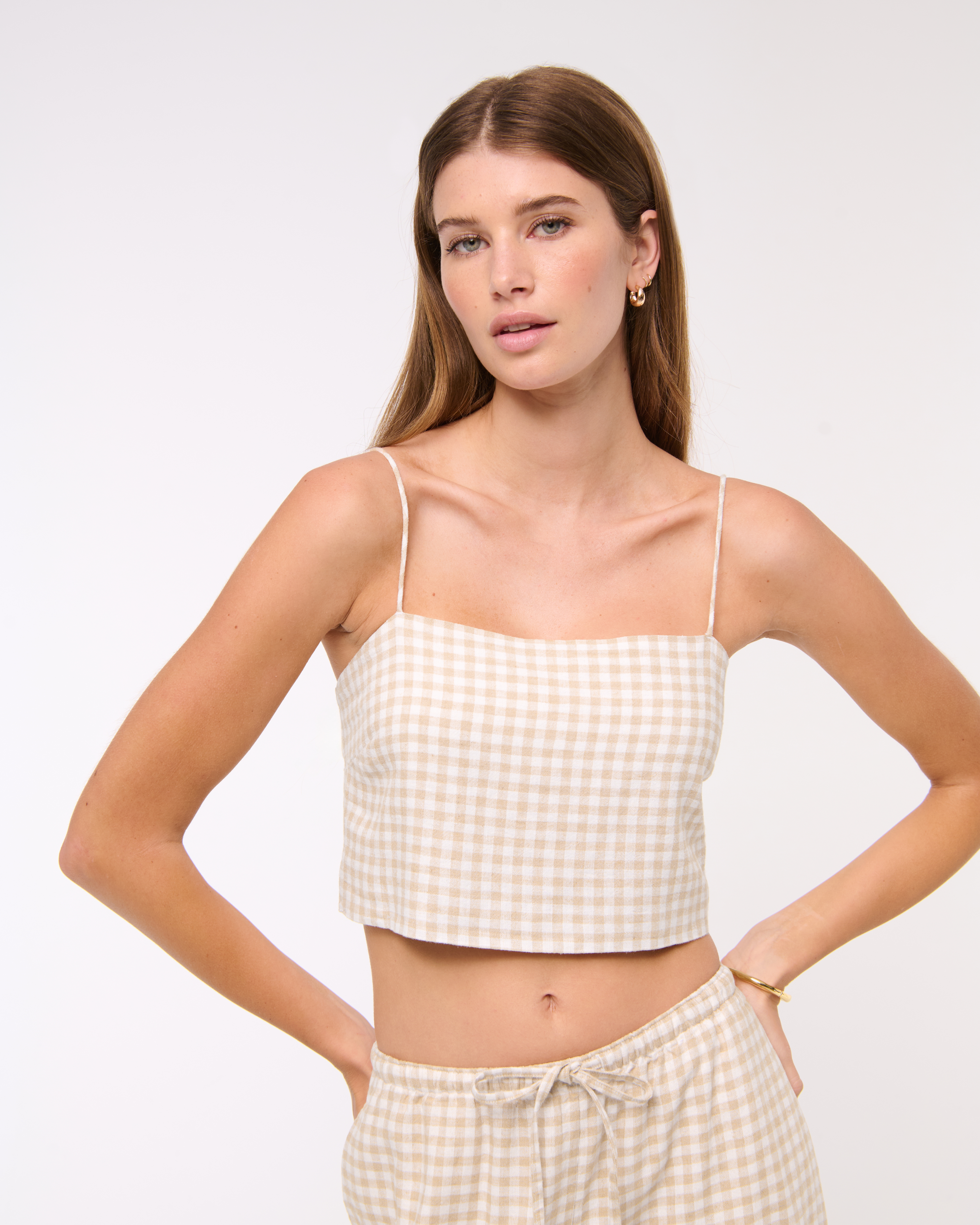 売れ筋商品|||アベックレフィレ カットソー トップス レディース Women's Contrast-Trim Linen-Blend Crop Top Navy/White KIC_140-5132-00340-146_model4.