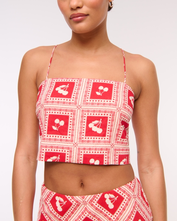 Cropped Linen-Blend Cami