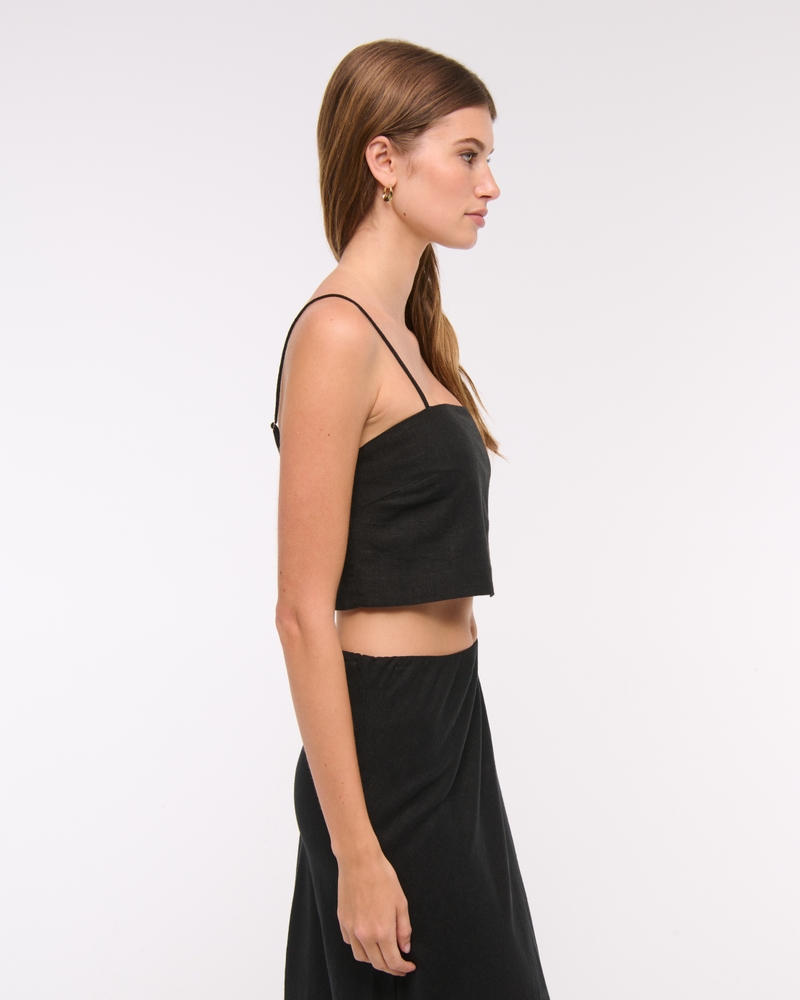 Cropped Linen-Blend Cami