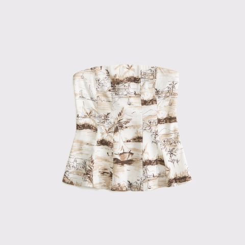 Женские топы Abercrombie & Fitch Linen-Blend Strapless Peplum Top