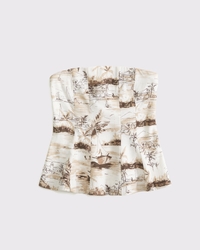 Linen-Blend Strapless Peplum Top