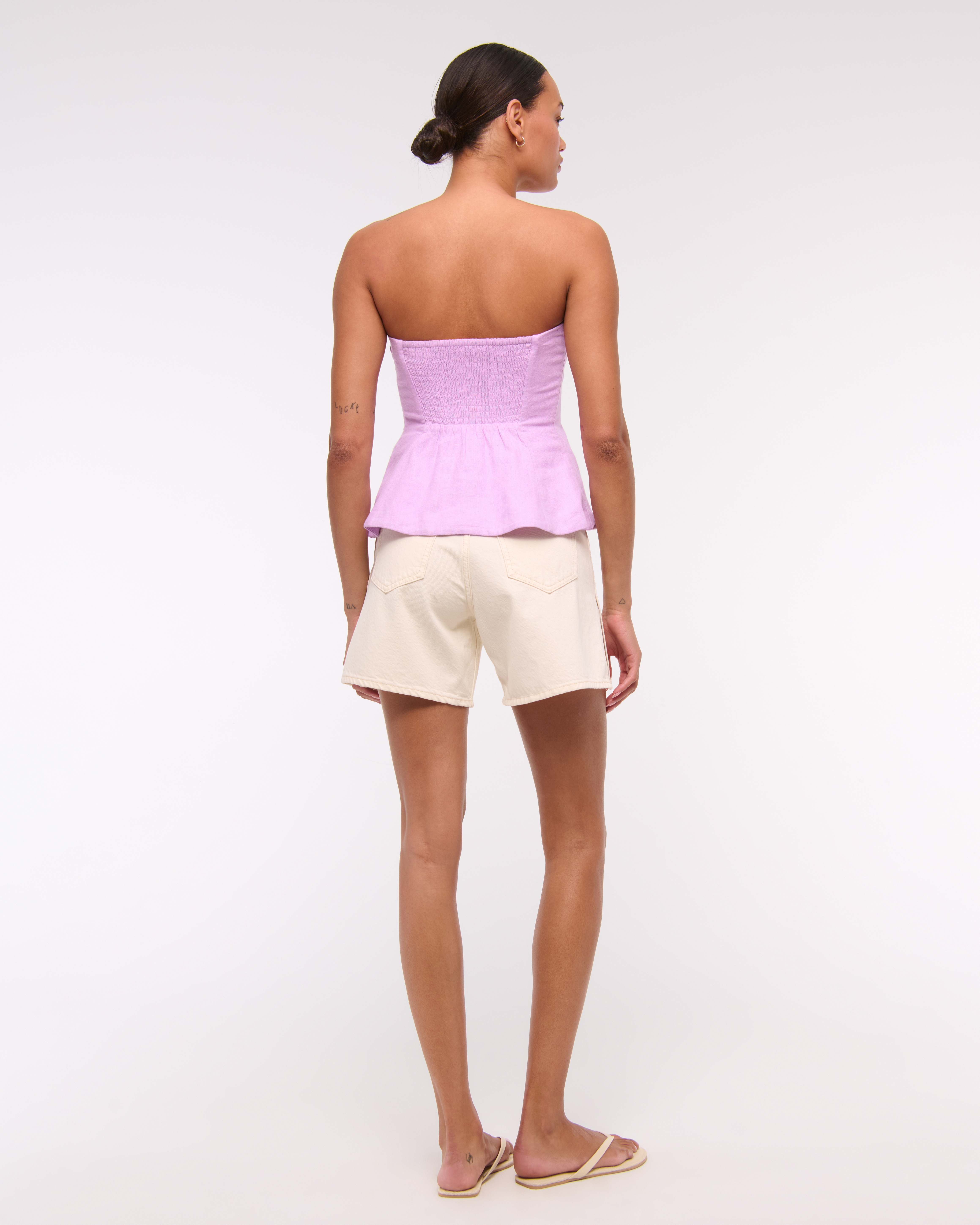 Semi-Sheer Knit Peplum Top With Bow Detail – COMMENSE