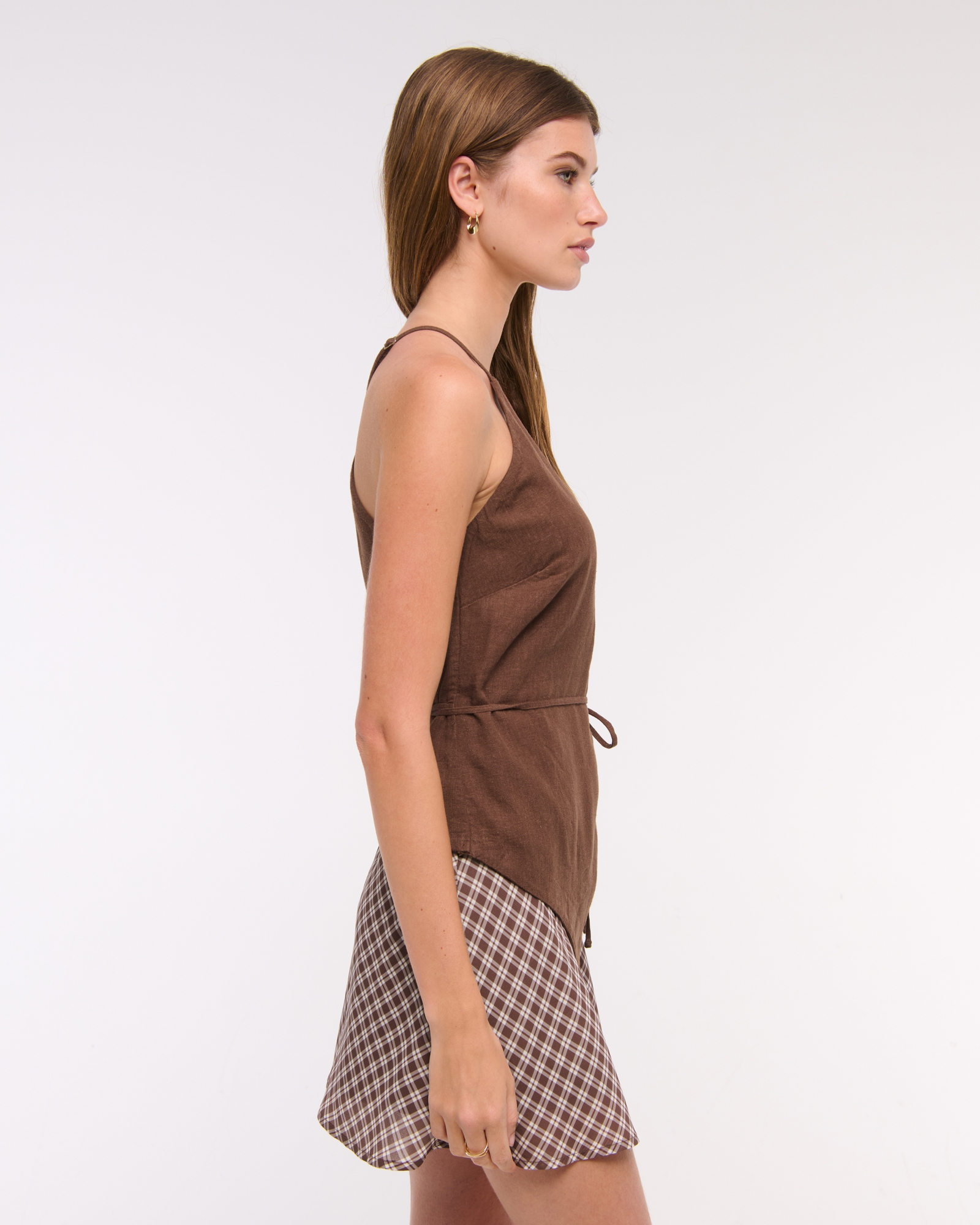 One-Shoulder Asymmetrical Linen-Blend Top