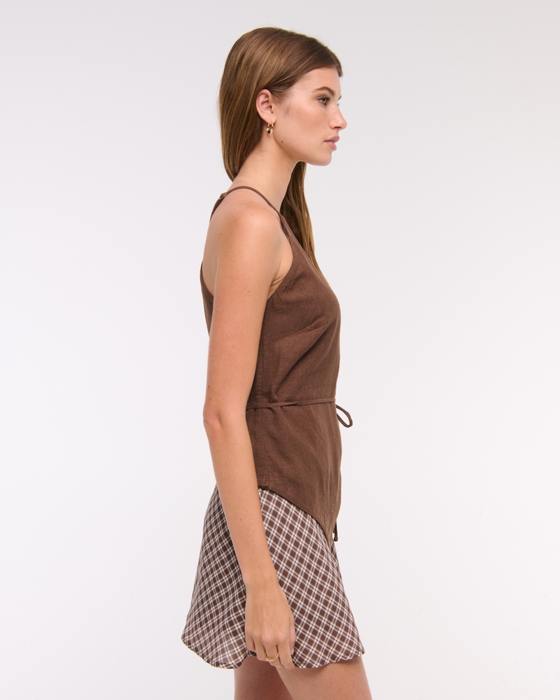 One-Shoulder Asymmetrical Linen-Blend Top