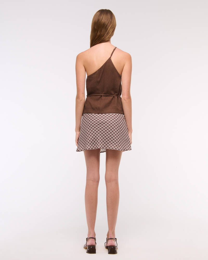 One-Shoulder Asymmetrical Linen-Blend Top