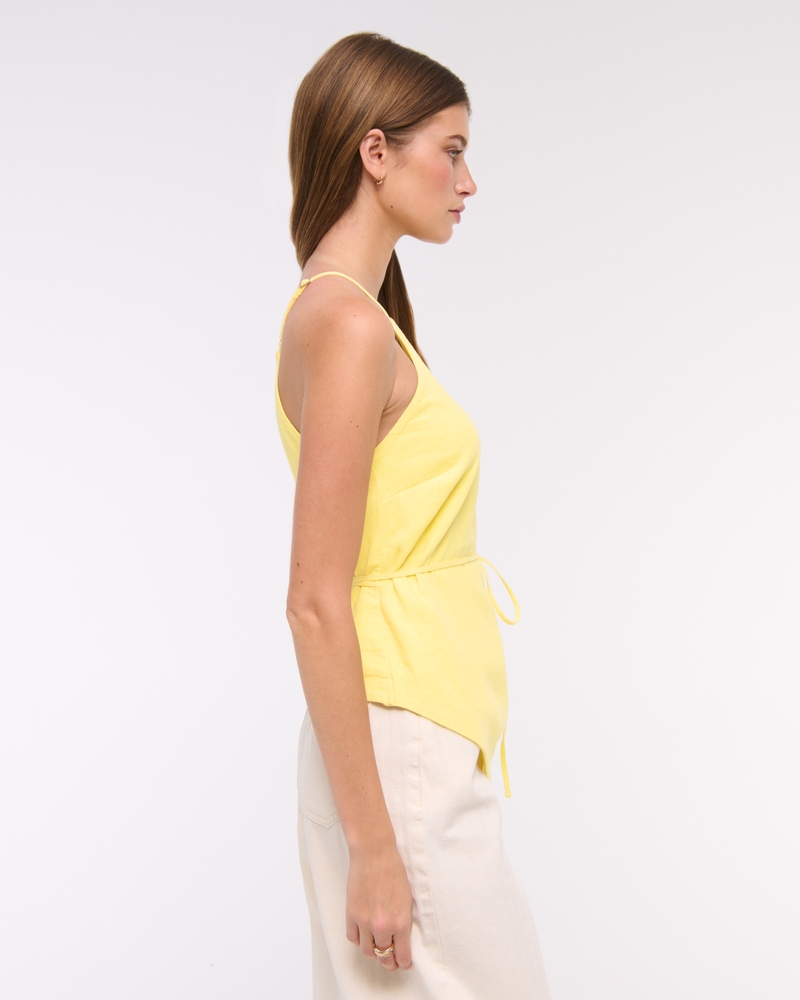 One-Shoulder Asymmetrical Linen-Blend Top