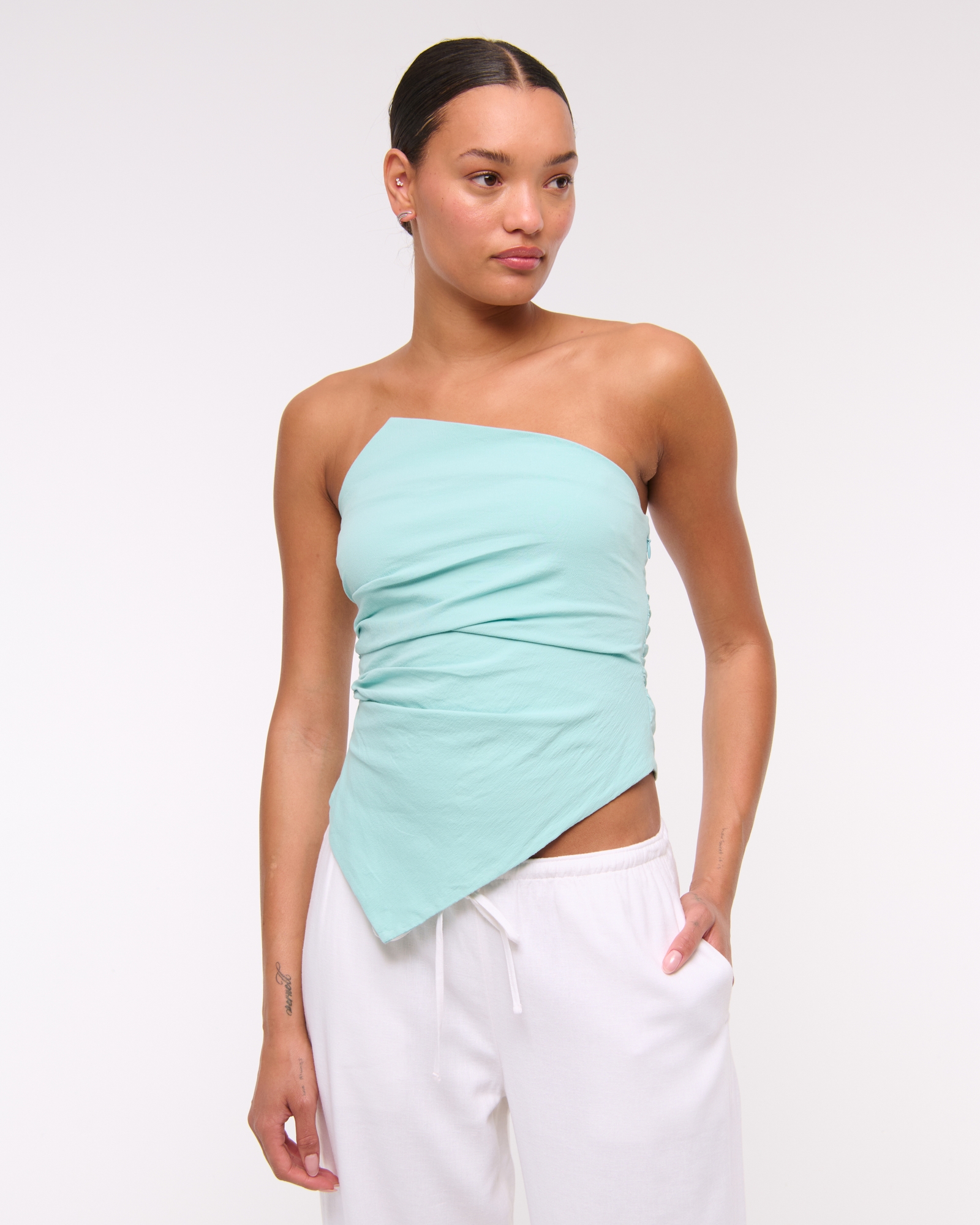 Asymmetrical Strapless Top