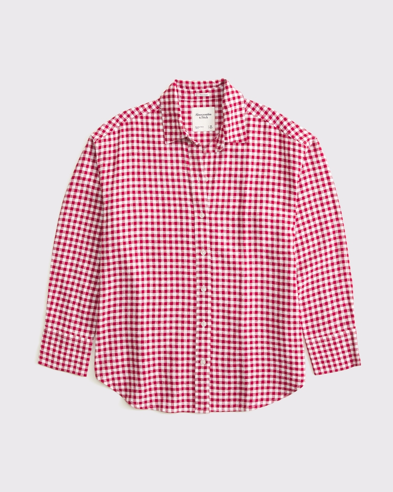 Women's Oversized Linen-Blend Shirt | Women's Tops