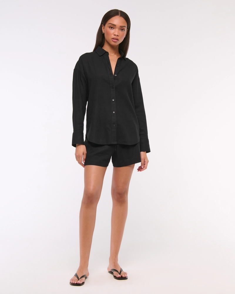 Oversized Linen-Blend Shirt