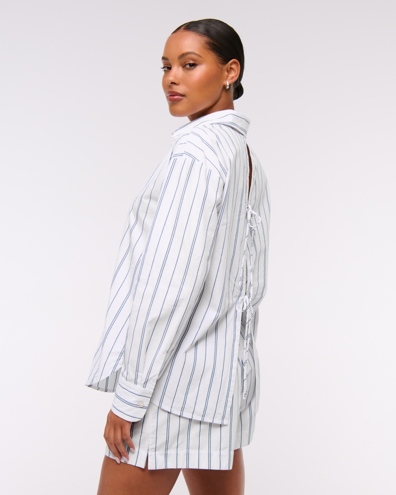 Oversized Tie-Back Poplin Shirt