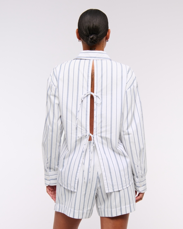 Oversized Tie-Back Poplin Shirt