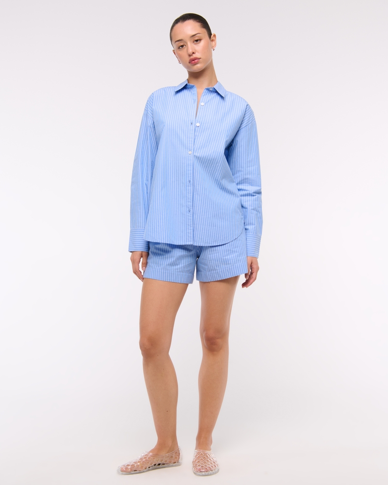 Oversized Tie-Back Poplin Shirt