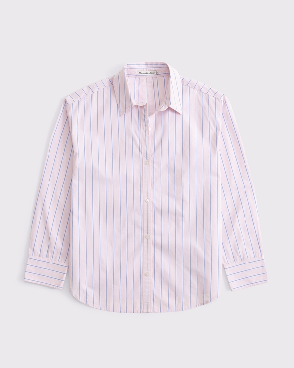 Women's Oversized Tie-Back Poplin Shirt | Women's Tops | Abercrombie.com