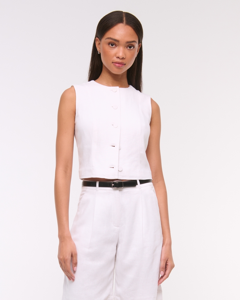 The A&F Mara Linen-Blend Button-Through Vest