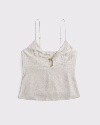 Women's Linen-Blend Beaded Cami | Women's Matching Sets | Abercrombie.com
