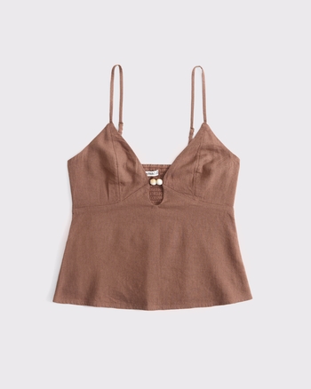 Linen-Blend Beaded Cami