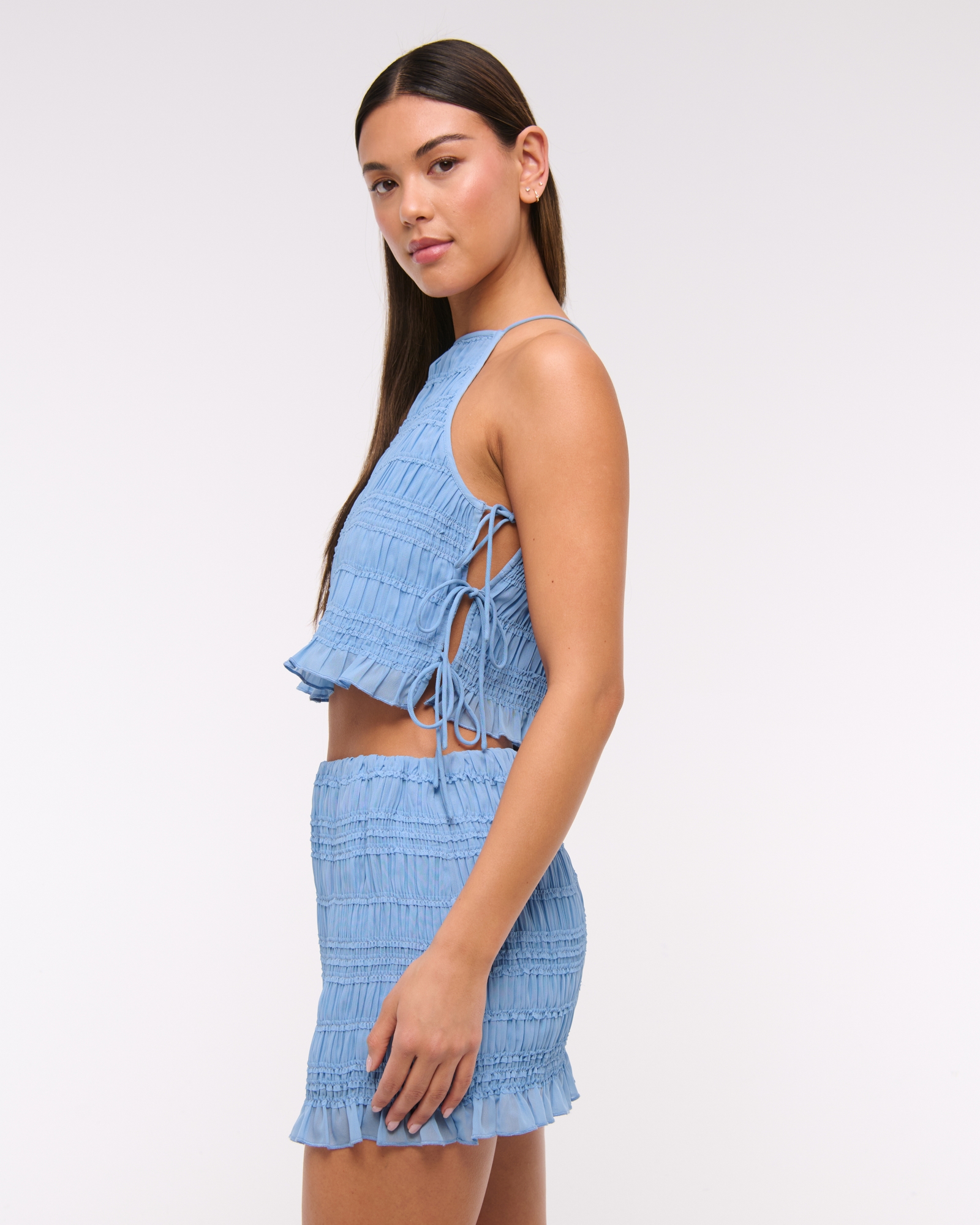 Apron Ruched Side-Tie Top