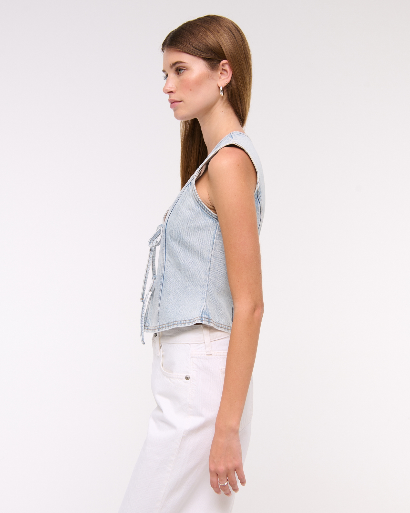 Tie-Front Denim Vest