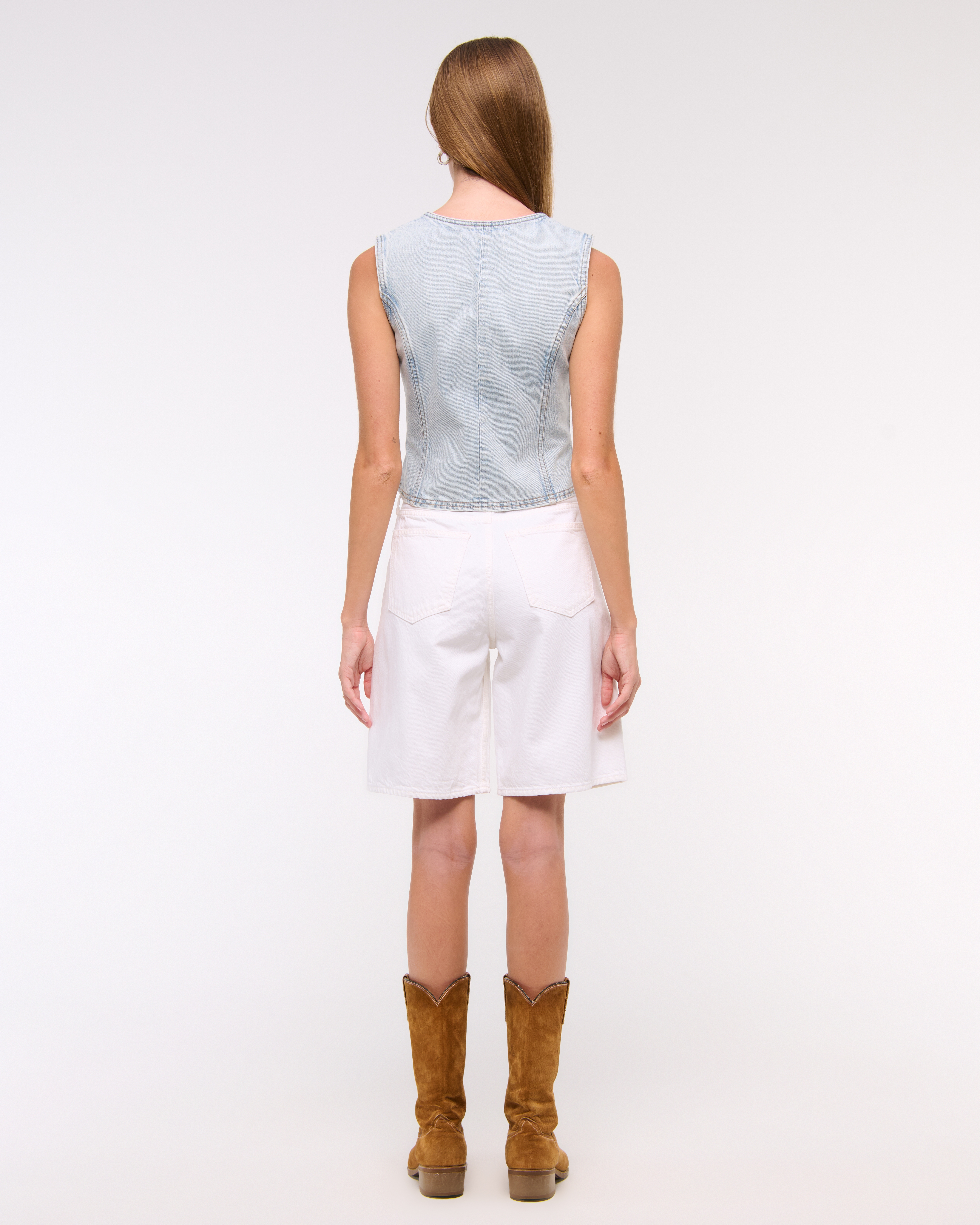 Abercrombie & Fitch Tie-front Denim Vest In Brown