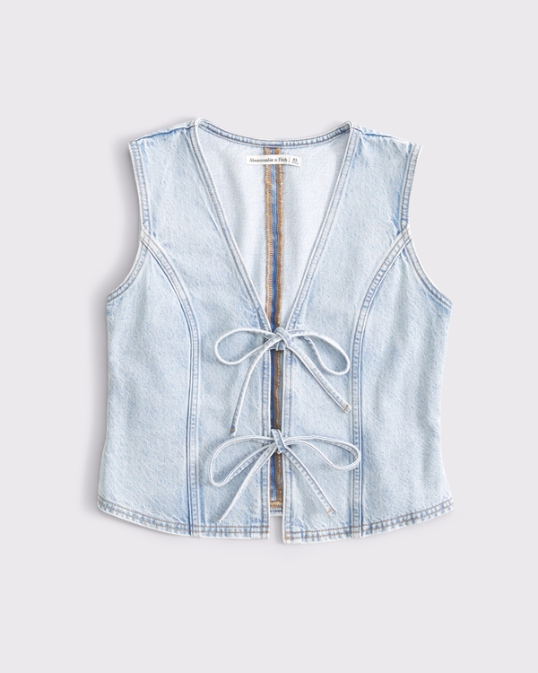 Women's Tie-Front Denim Vest | Women's Clearance | Abercrombie.com