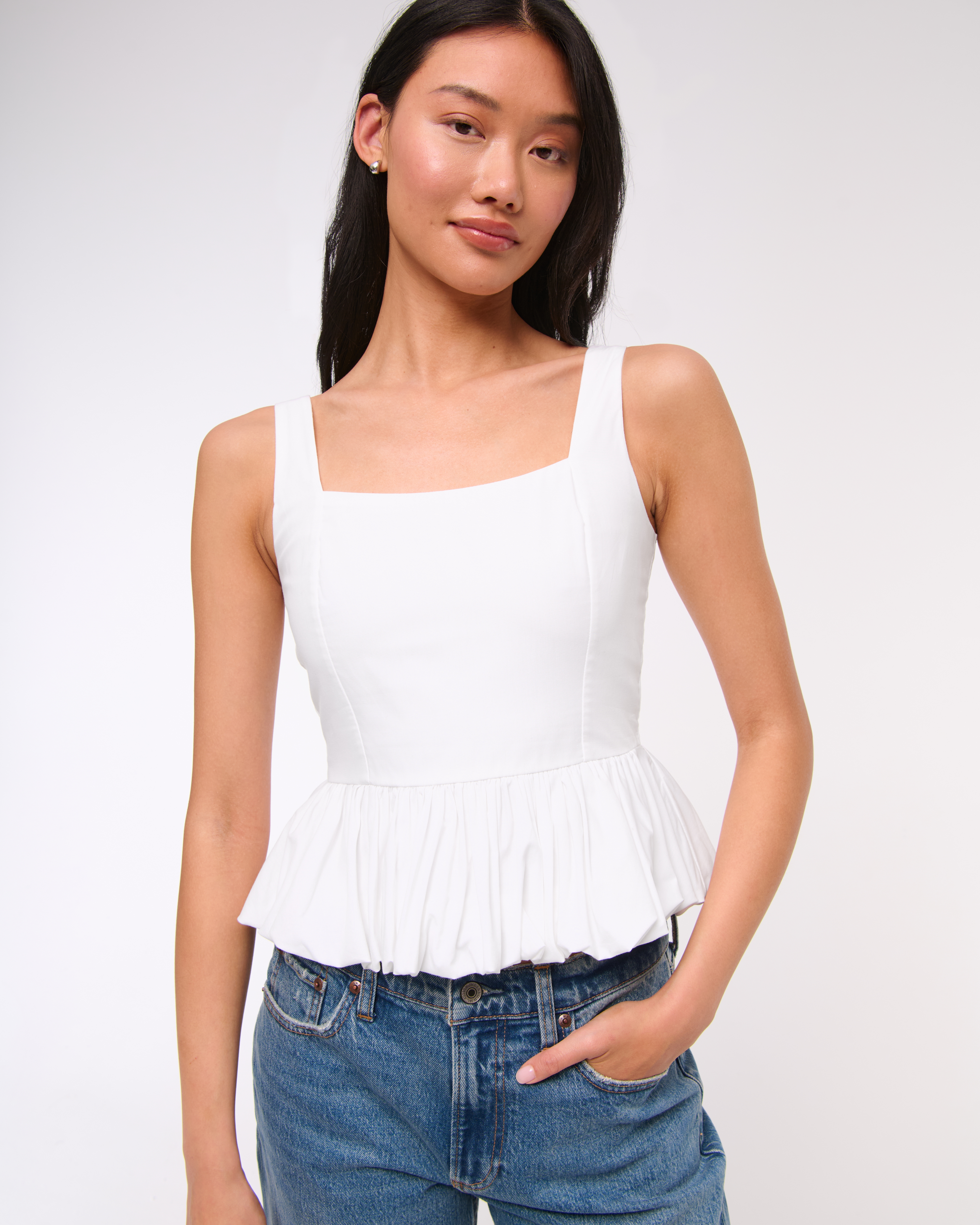 bubble hem sleeveless tops