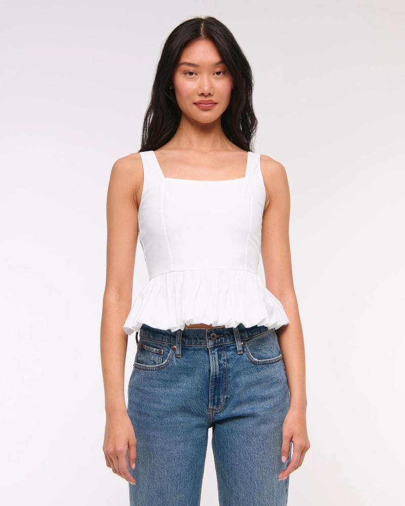 Poplin Bubble Hem Tank