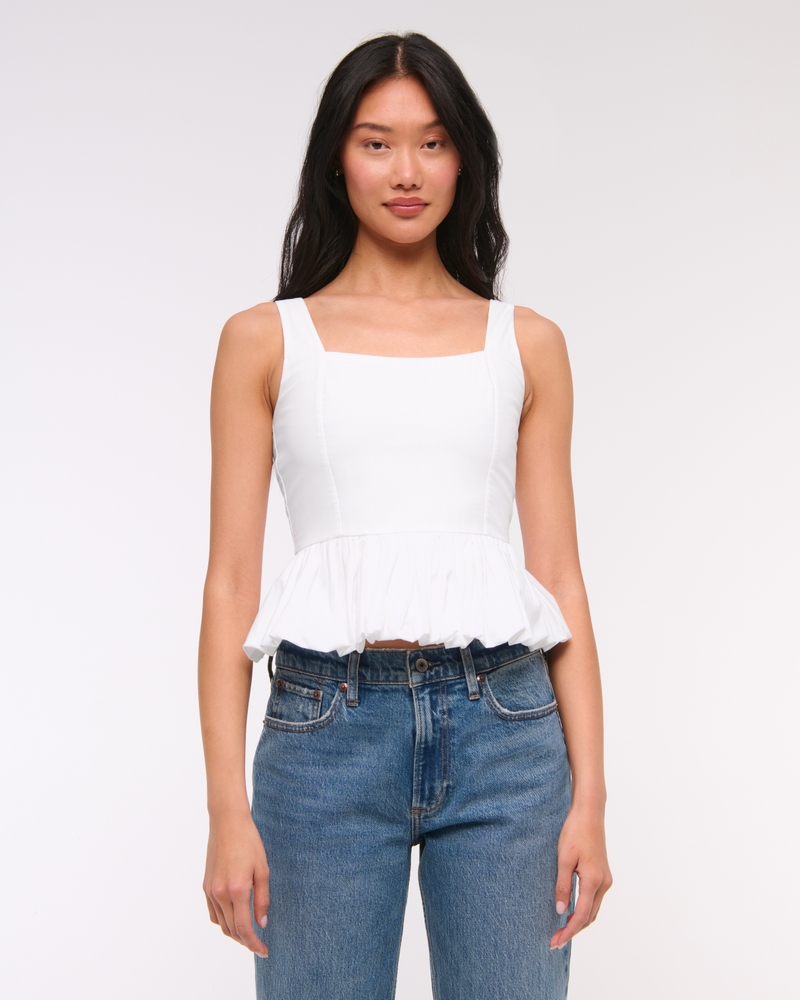 Poplin Bubble Hem Tank