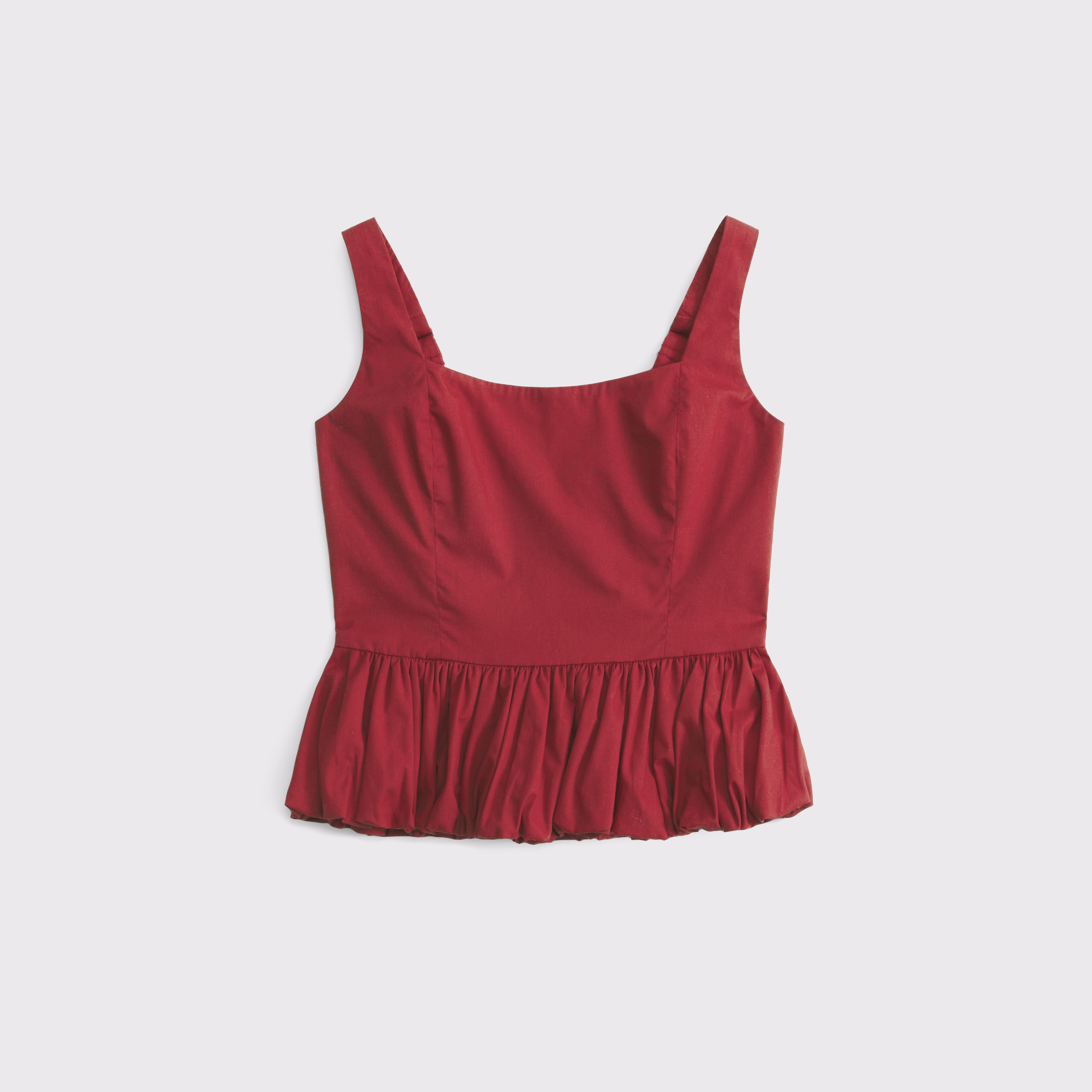 Abercrombie & Fitch Poplin Bubble Hem Tank In Red