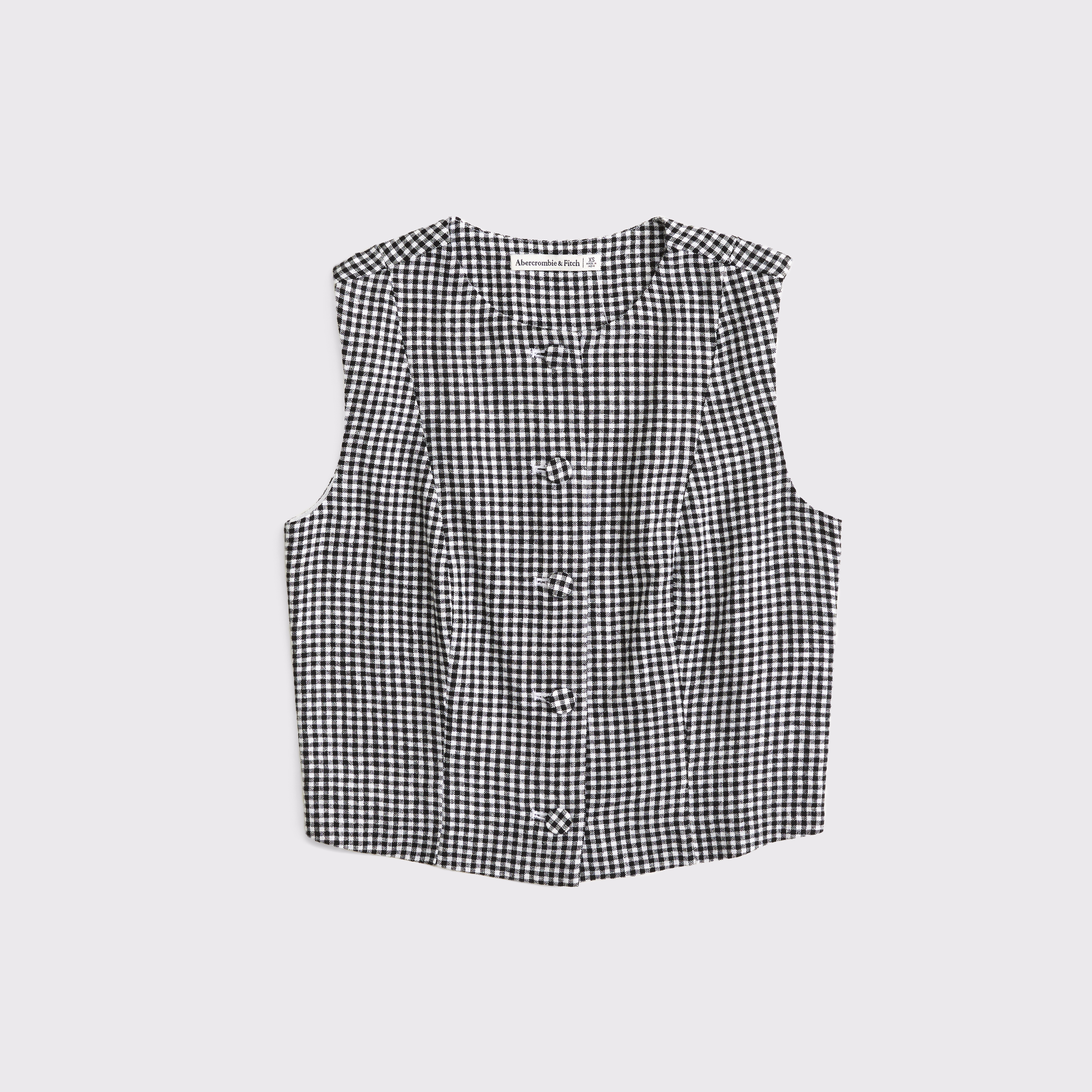 Abercrombie & Fitch Cropped Linen-blend Button-through Vest In Multi