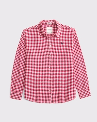 超大號亞麻混紡標誌性襯衫