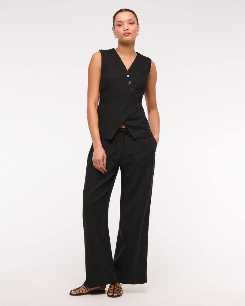 Asymmetrical Linen-Blend Vest