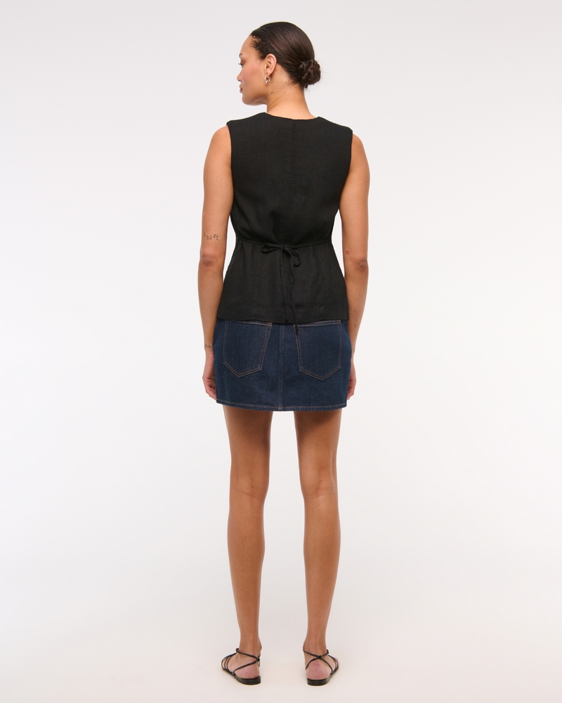 Asymmetrical Linen-Blend Vest