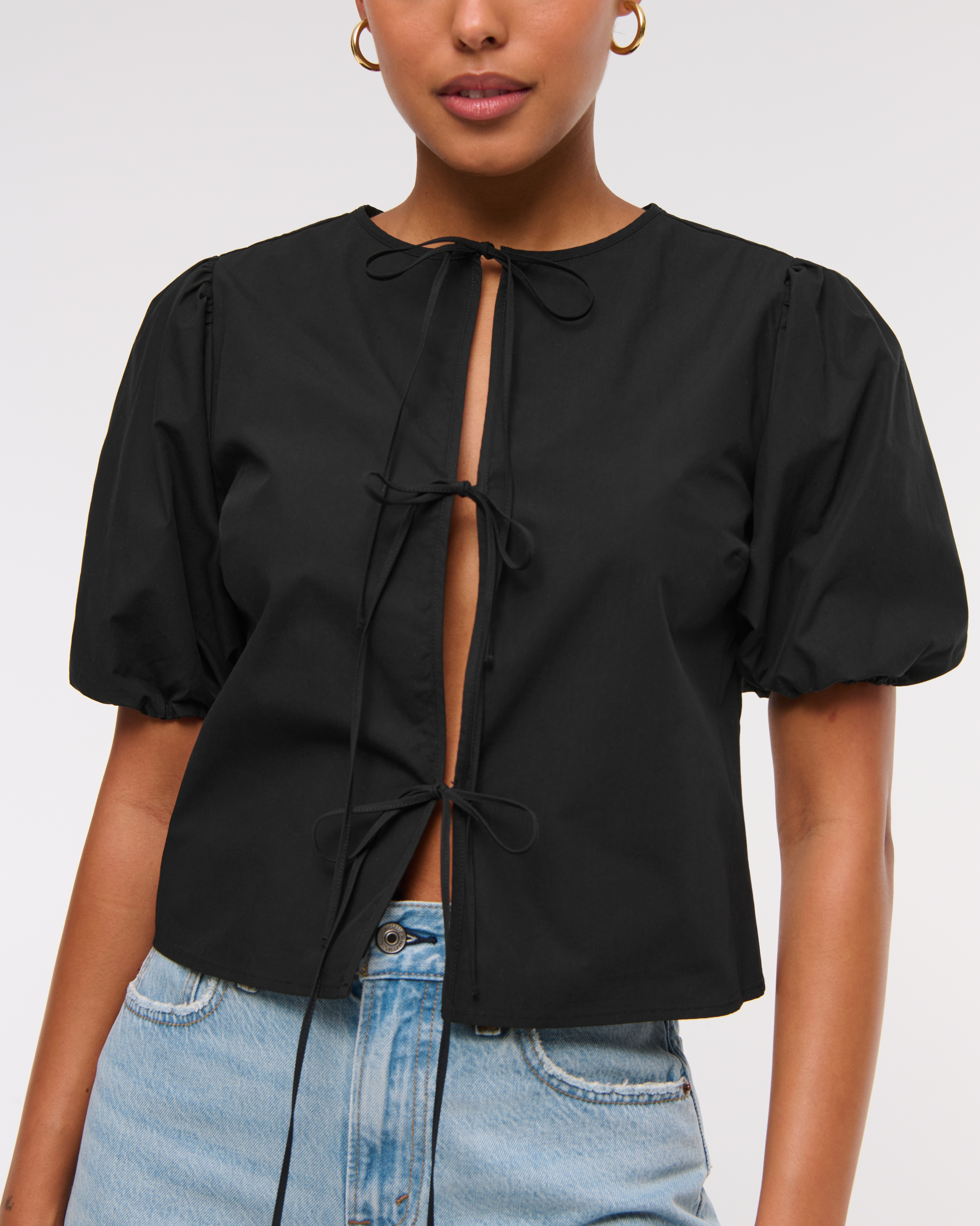 Women's Short-Sleeve Tie-Front Top | Women's Clearance | Abercrombie.com