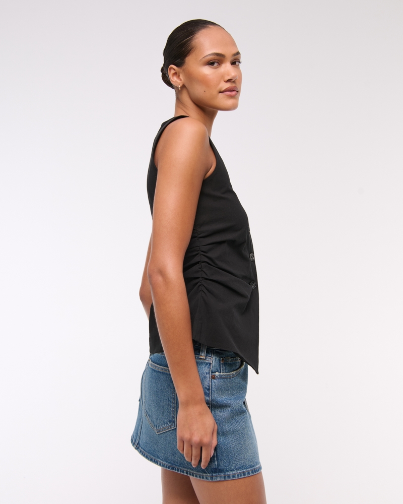 The A&F Mara Ruched Button-Through Vest
