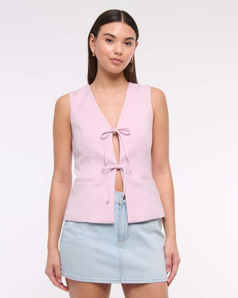 Women's Tie-Front Tailored Vest | Women's Tops | Abercrombie.com