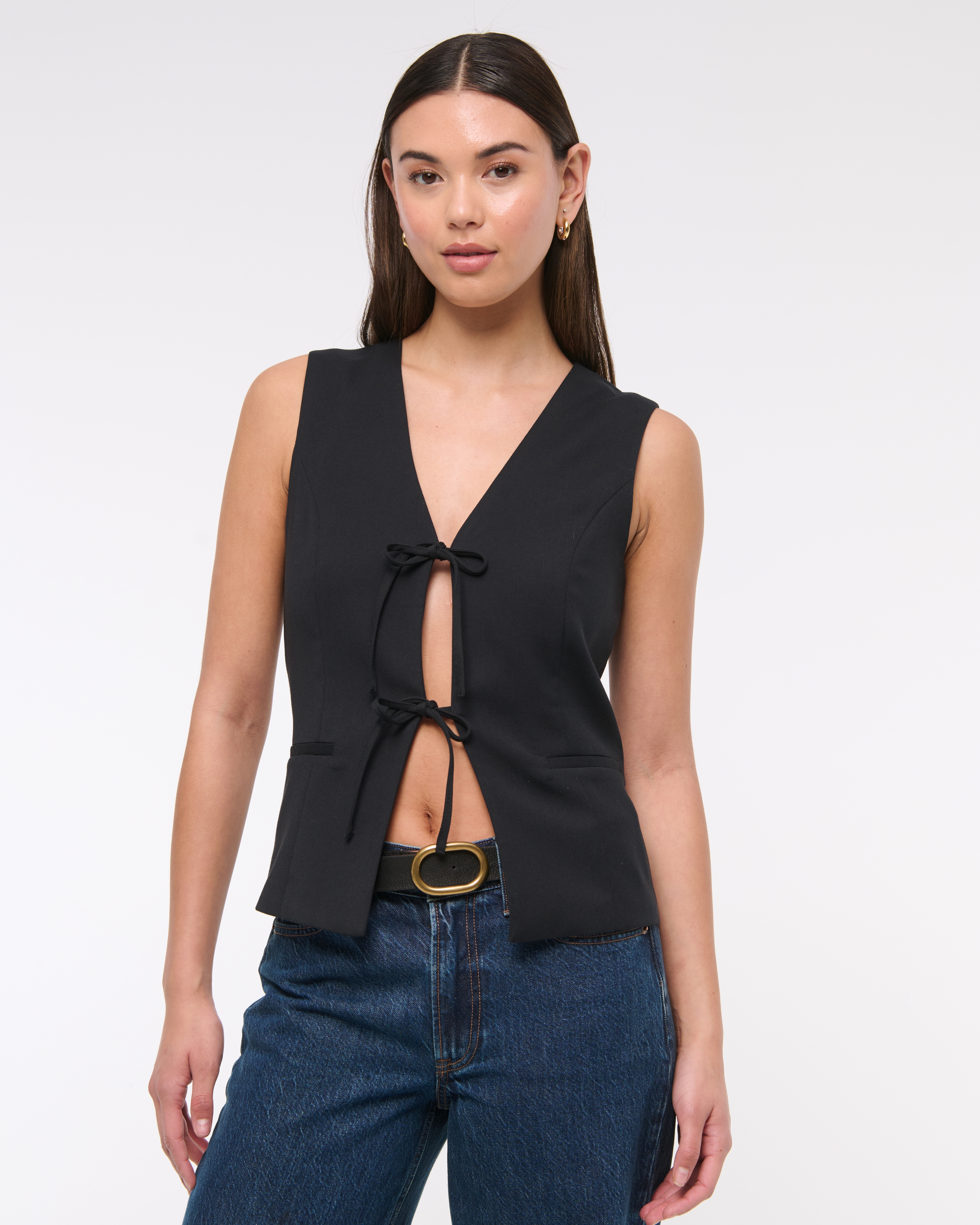 Women's Tie-Front Tailored Vest | Women's Tops | Abercrombie.com