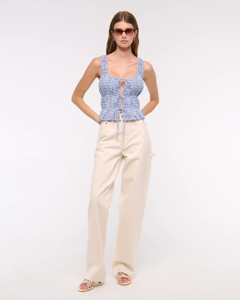 Ruched Tie-Front Top