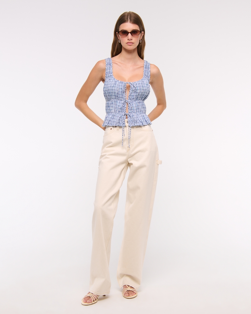 Ruched Tie-Front Top