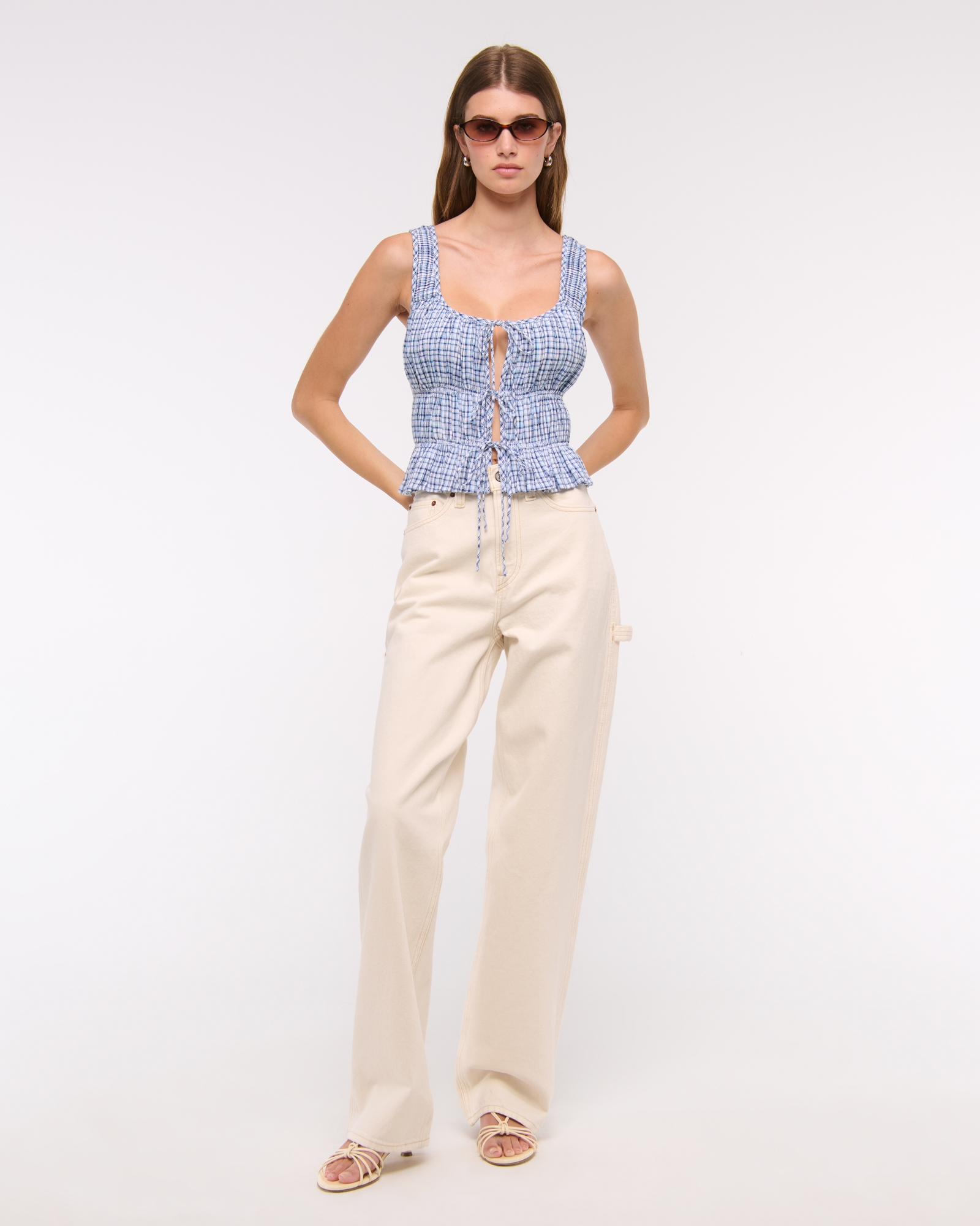 Ruched Tie-Front Top